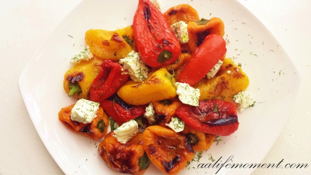 Summer Salad: Roasted pepper with Greek feta cheese