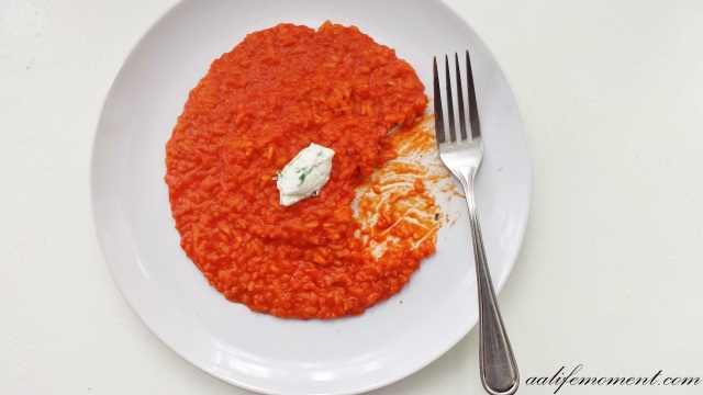 Eating Red Pepper Risotto